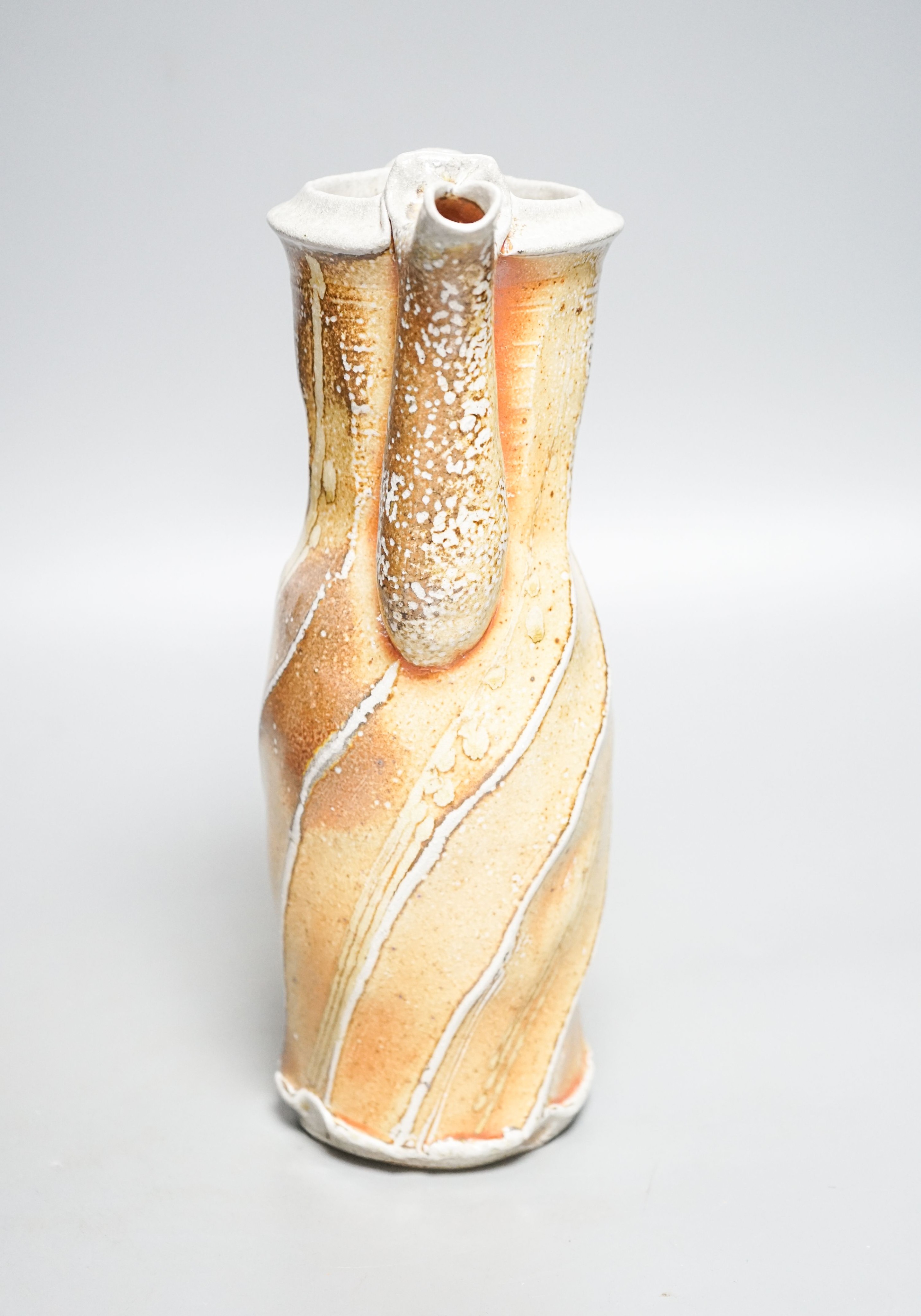 Ruthanne Tudball (b.1948), a soda fired stoneware spouted ewer 28cm